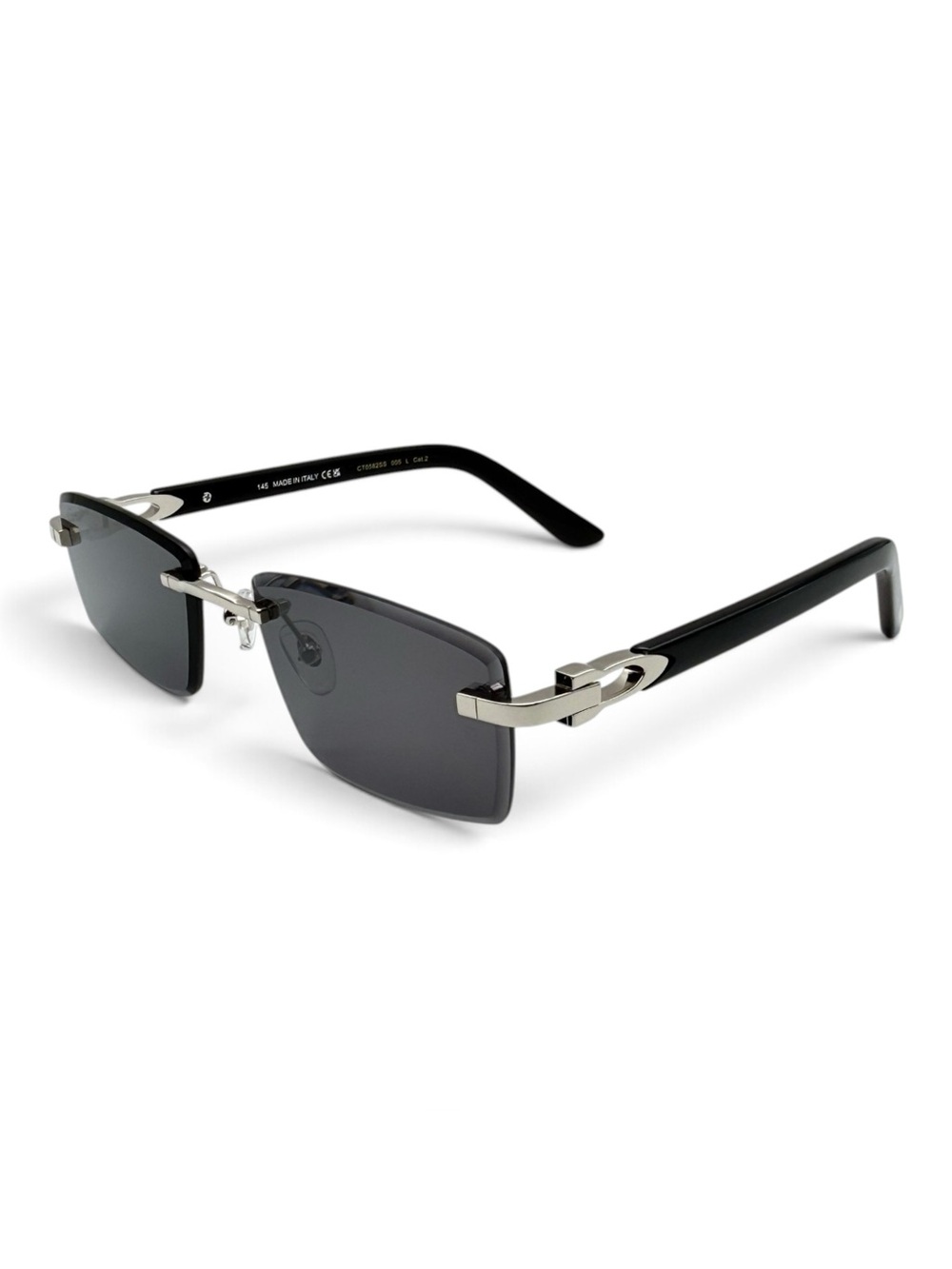 Cartier Rimless Sunglasses in Black with Silver Accents